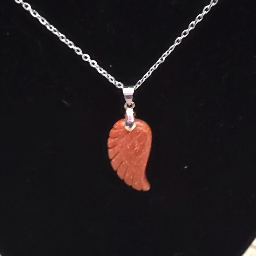 Natural Gemstone Angel Wing In Golden Sunstone - Picture 2 of 2
